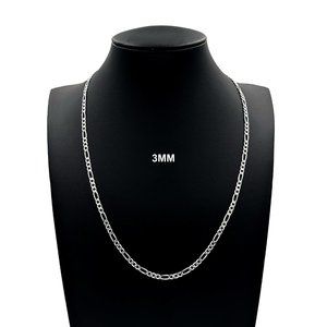 Real 925 SOLID Sterling Silver 3mm Figaro Link Chain Necklace 26" inch